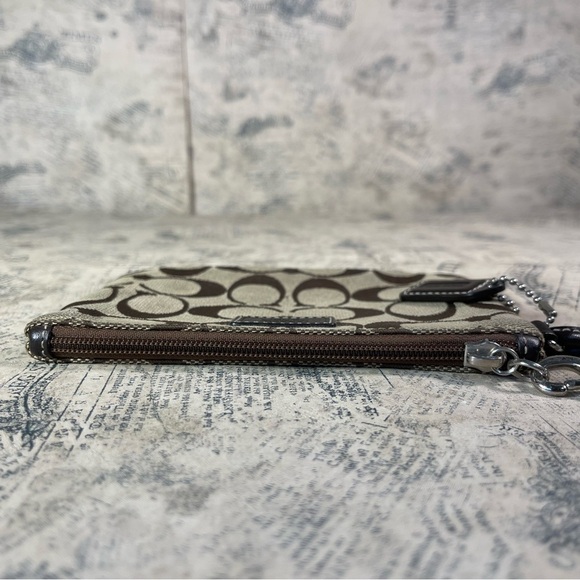 Coach Signature Logo Mini Wristlet in Brown Canvas and Leather - Picture 6 of 9
